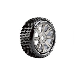 Pneus B-Hornet + Jantes batons Chrome Noir 1/8 (x2) Louise RC Louise RC LR-T3150SBC - 1