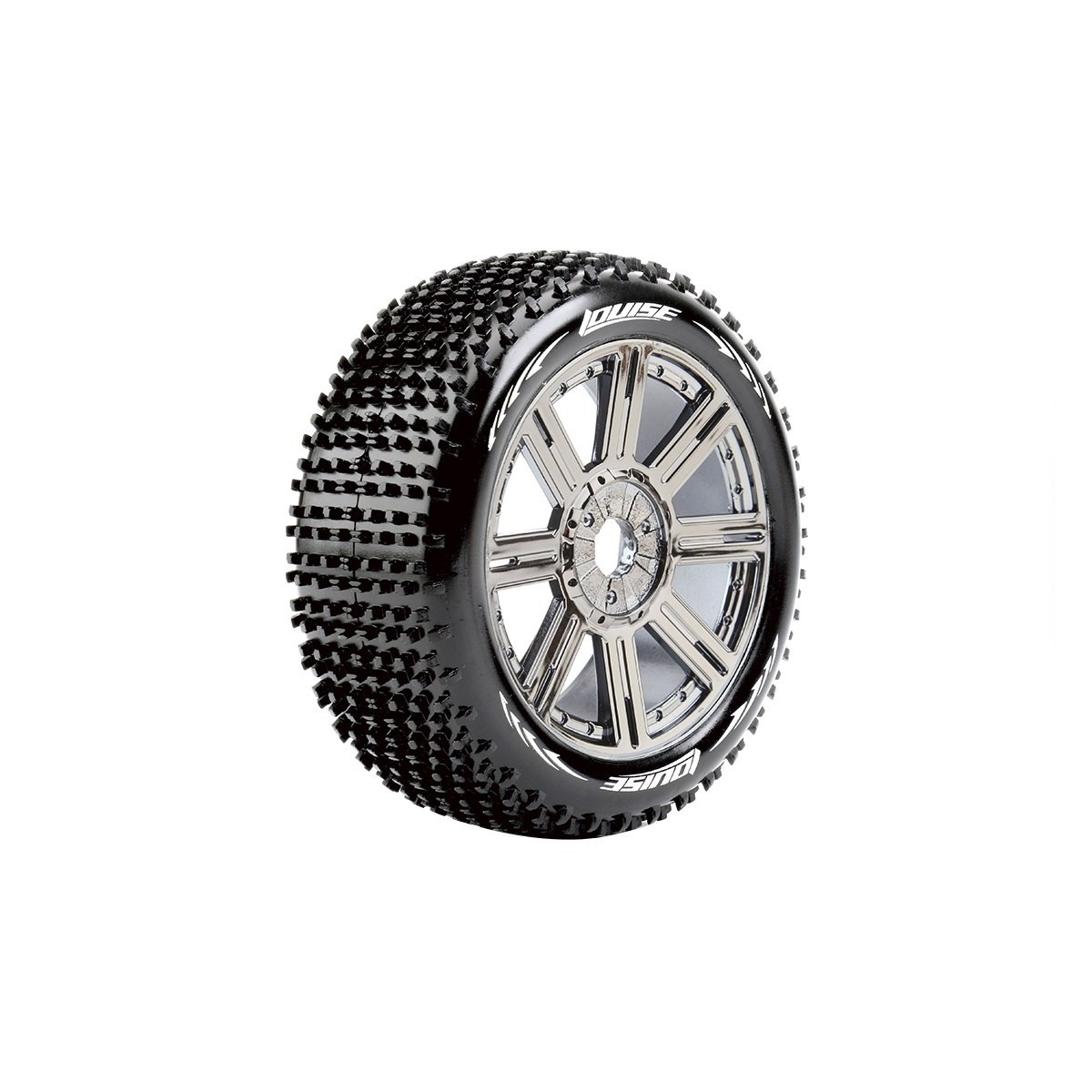 Pneus B-Hornet + Jantes batons Chrome Noir 1/8 (x2) Louise RC Louise RC LR-T3150SBC - 1