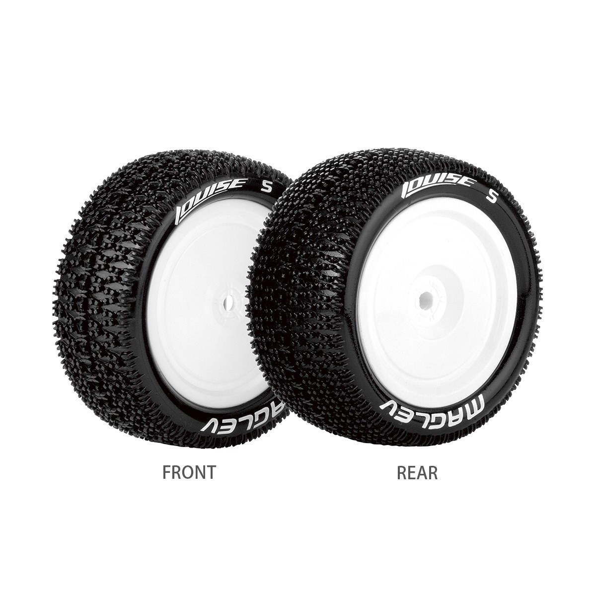 Pneus E-Manglev + Jantes Blanches arrières 1/10 (x2) Louise RC Louise RC LR-T3176SWKR - 1