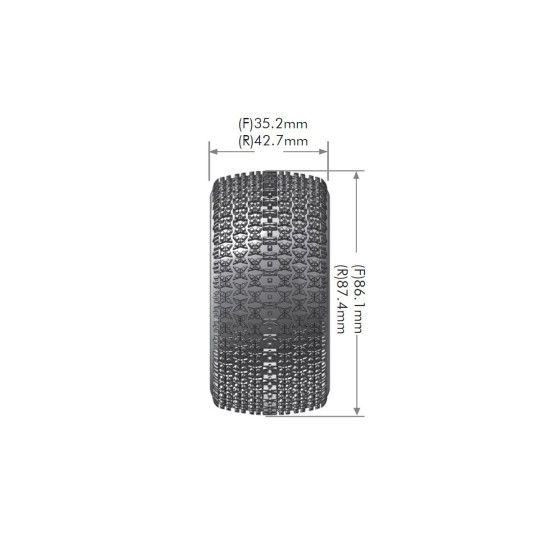 LR-T3174SWKF-E-Manglev Tires - White Front Rims 1/10 (x2) Louise RC - LR-T3174SWKF