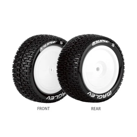 LR-T3174SWKF-E-Manglev Tires - White Front Rims 1/10 (x2) Louise RC - LR-T3174SWKF
