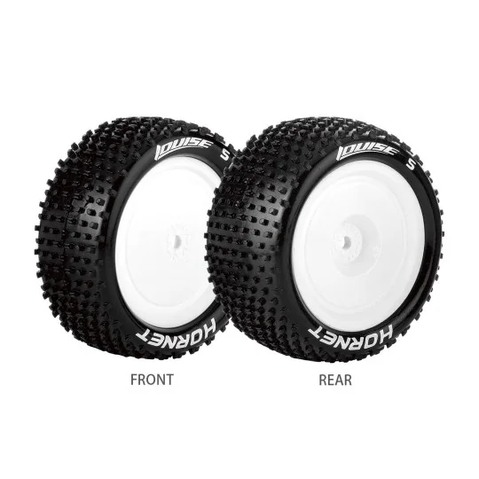 LR-T3172SWKR-E-Hornet Tires - Rear White Rims 1/10 (x2) Louise RC - LR-T3172SWKR
