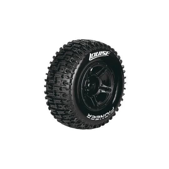 LR-T3148SBTF-SC-Pioneer tires - Black baton rims 1/10 (x2) Louise RC - LR-T3148SBTF