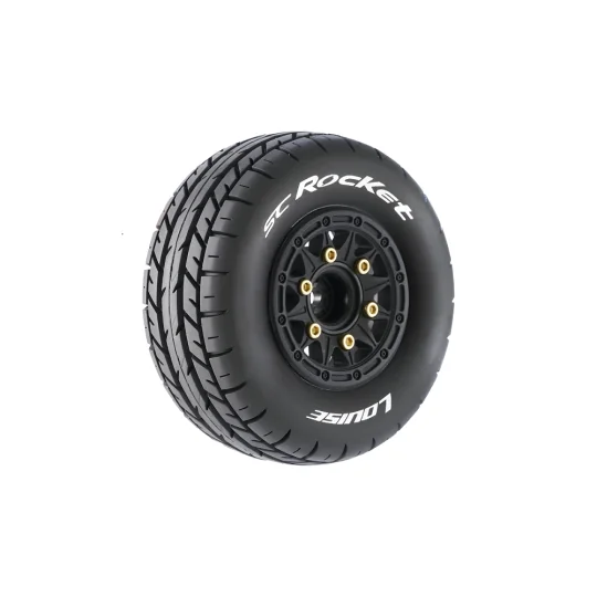 SC-Rocket Tires + Black Stick Rims 1/10 (x2) Louise RC Louise RC L-T3154SBTR - 1 L-T3154SBTR-SC-Rocket Tires + Black Stick Rims 1/10 (x2) Louise RC - L-T3154SBTR