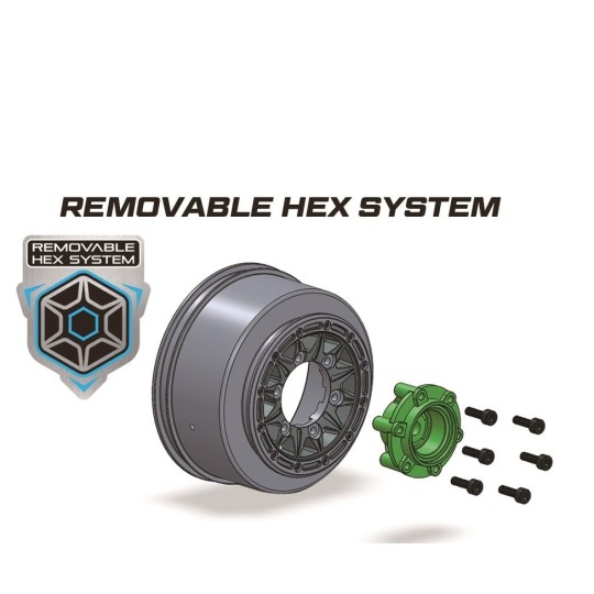 L-T3154SBTR-Pneus SC-Rocket + Jantes batons Noir 1/10 (x2) Louise RC