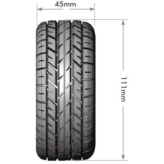 L-T3154SBTR-SC-Rocket Tires + Black Stick Rims 1/10 (x2) Louise RC