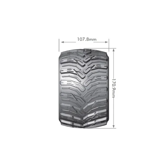MT-Cyclone Tires + 3.8" Rims Black 1/8 (x2) Louise RC Louise RC L-T3220BH - 2 L-T3220BH-MT-Cyclone Tires + 3.8" Rims Black 1/8 (x2) Louise RC - L-T3220BH