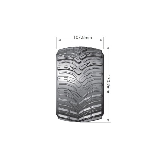 L-T3220BH-MT-Cyclone Tires + 3.8" Rims Black 1/8 (x2) Louise RC - L-T3220BH