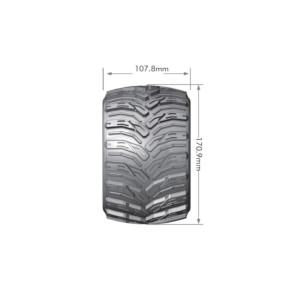 Pneus MT-Cyclone + Jantes 3.8" Noir 1/8 (x2) Louise RC Louise RC L-T3220BH - 2