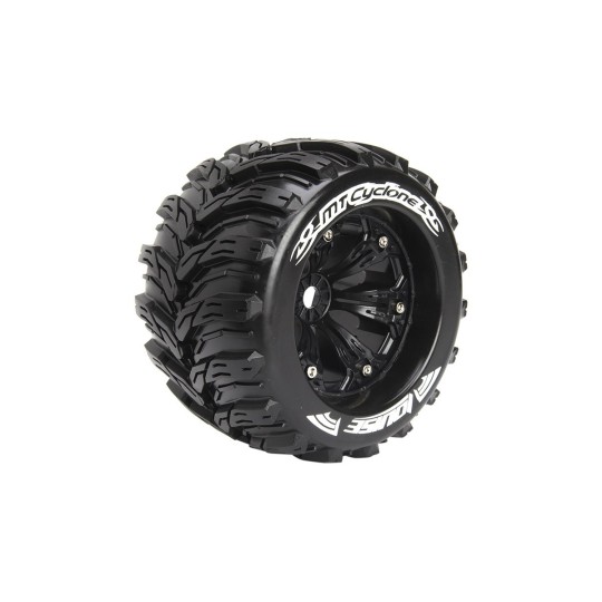 L-T3220BH-Pneus MT-Cyclone + Jantes 3.8" Noir 1/8 (x2) Louise RC - L-T3220BH