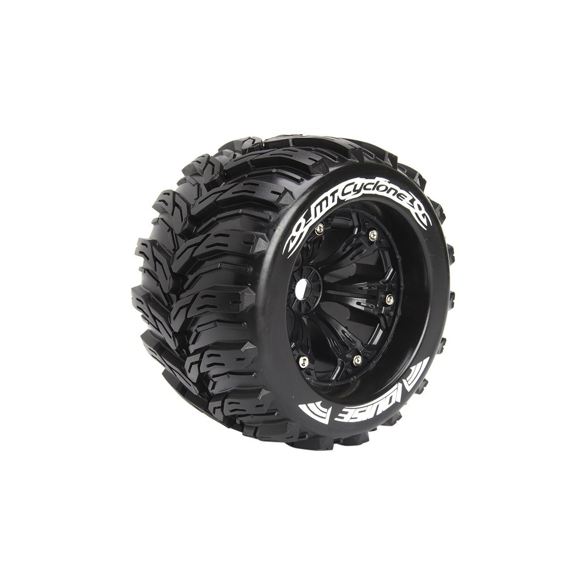 Pneus MT-Cyclone + Jantes 3.8" Noir 1/8 (x2) Louise RC Louise RC L-T3220BH - 1
