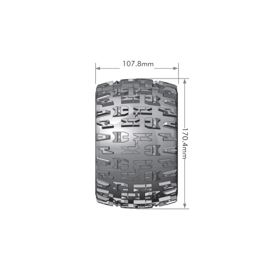 MT-Pioneer Tires + 3.8" Rims Black 1/8 (x2) Louise RC Louise RC L-T3218BH - 2 L-T3218BH-MT-Pioneer Tires + 3.8" Rims Black 1/8 (x2) Louise RC - L-T3218BH