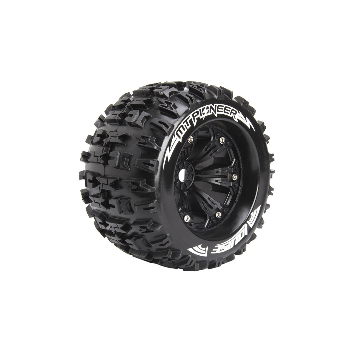 Pneus MT-Pioneer + Jantes 3.8" Noir 1/8 (x2) Louise RC Louise RC L-T3218BH - 1