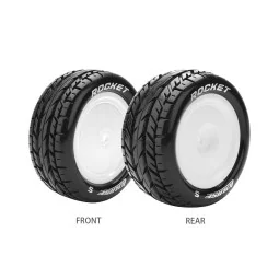 Pneus ST-Rocket + Jantes Blanches arrières 1/10 (x2) Louise RC Louise RC L-T3188SWKR - 1