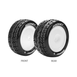 Pneus ST-Rocket + Jantes Blanches arrières 1/10 (x2) Louise RC Louise RC L-T3188SWKR - 1