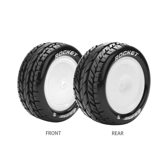 ST-Rocket Tires + White Rear Rims 1/10 (x2) Louise RC Louise RC L-T3188SWKR - 1 L-T3188SWKR-ST-Rocket Tires + White Rear Rims 1/10 (x2) Louise RC - L-T3188SWKR