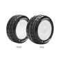 L-T3188SWKR-ST-Rocket Tires + White Rear Rims 1/10 (x2) Louise RC