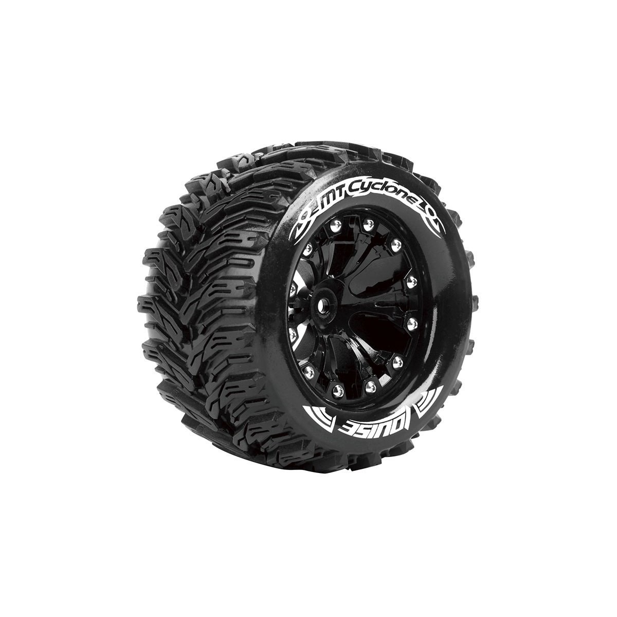 MT-Cyclone Tires + Black Rims 2.8" 1/10 (x2) Louise RC Louise RC L-T3226SB - 1