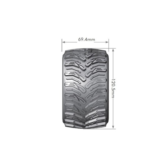 L-T3226SB-Pneus MT-Cyclone + Jantes Noir 2.8" 1/10 (x2) Louise RC - L-T3226SB
