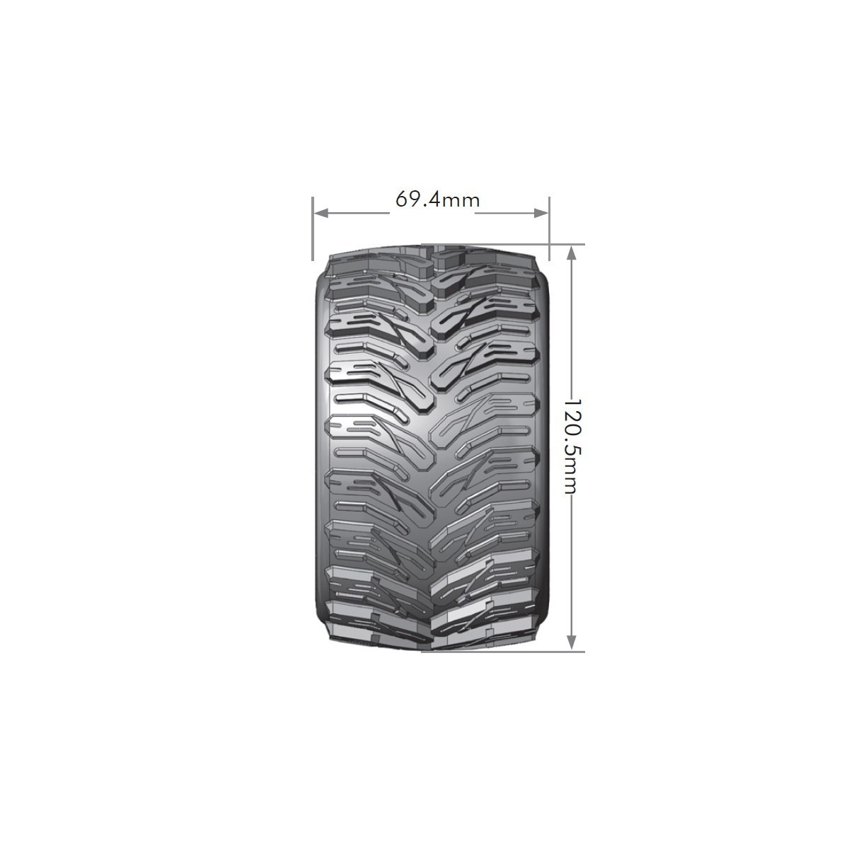 Pneus MT-Cyclone + Jantes Noir 2.8" 1/10 (x2) Louise RC Louise RC L-T3226SB - 2
