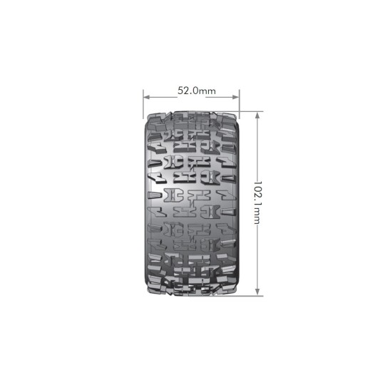 LR-T3227SBH-Pneus ST-Pioneer + Jantes batons Noir 1/10 (x2) Louise RC - LR-T3227SBH