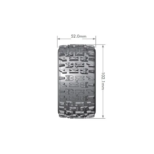 LR-T3227SBH-ST-Pioneer tires - Black baton rims 1/10 (x2) Louise RC - LR-T3227SBH
