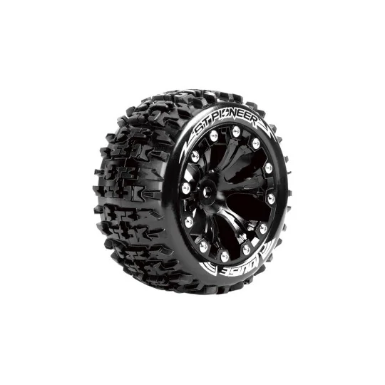 LR-T3227SBH-ST-Pioneer tires - Black baton rims 1/10 (x2) Louise RC - LR-T3227SBH