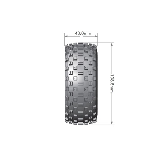 L-T3229SBTR-SC-Rock Tires + Black Baton Rims 1/10 (x2) Louise RC - L-T3229SBTR