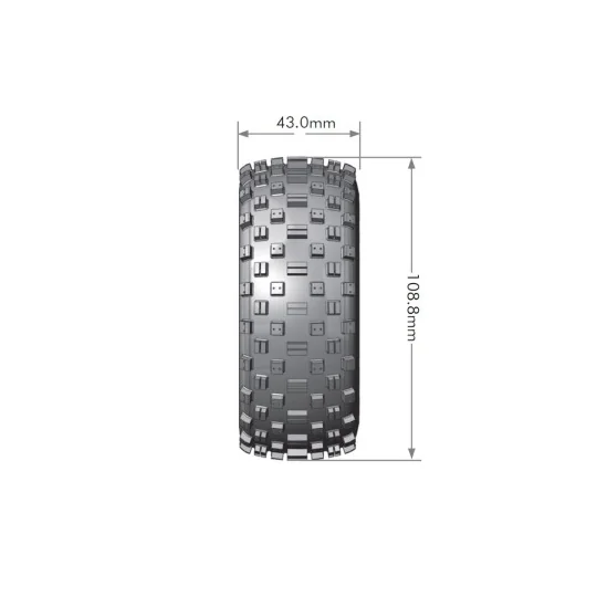 L-T3229SBTR-SC-Rock Tires + Black Baton Rims 1/10 (x2) Louise RC - L-T3229SBTR