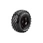 L-T3229SBTR-SC-Rock Tires + Black Baton Rims 1/10 (x2) Louise RC