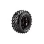 L-T3229SBTR-SC-Rock Tires + Black Baton Rims 1/10 (x2) Louise RC - L-T3229SBTR