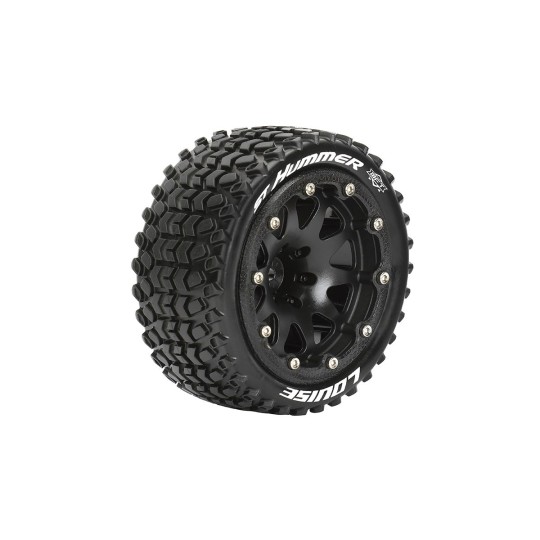 LR-T3314SB-ST-Hummer Tires - Black Rims 1/10 (x2) Louise RC