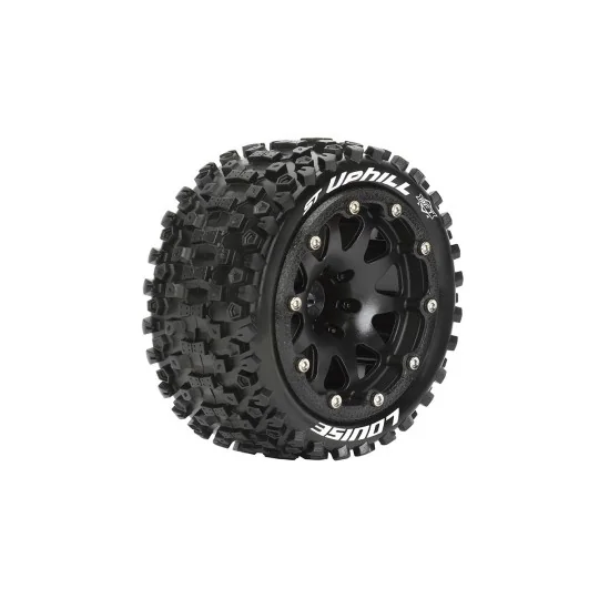 L-T3313SB-ST-Uphill Tyres + 1/10 Black Rims (x2) Louise RC - L-T3313SB