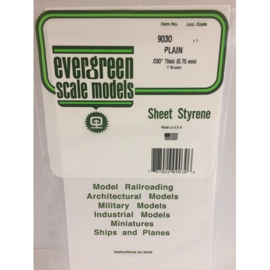 S1379030-Plaque blanche lisse 0.75x150x300mm Ref : 9030 - Evergreen - S1379030