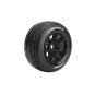 LR-T3286B-ST-Rocket tires + Black rims 1/8 (x2) Louise RC