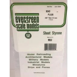Smooth white plate 1.0x150x300mm Ref: 9040 - Evergreen - S1379040 -...