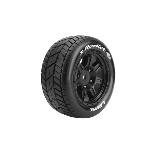 LR-T3295B-X-Rocket Tires + Black Rims Traxxas X-Maxx (x2) Louise RC - LR-T3295B