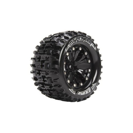 L-T3202SB-Pneus MT-Pioneer + Jantes Noir 2.8" 1/10 (x2) Louise RC - L-T3202SB