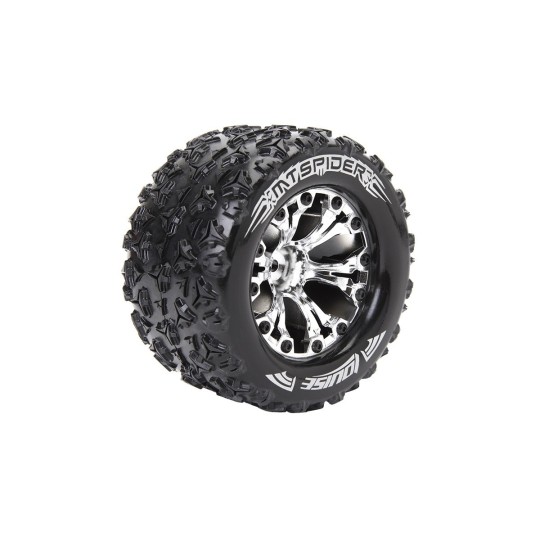 LR-T3203SCH-Pneus MT-Spider + Jantes Chrome 2.8" 1/10 (x2) Louise RC