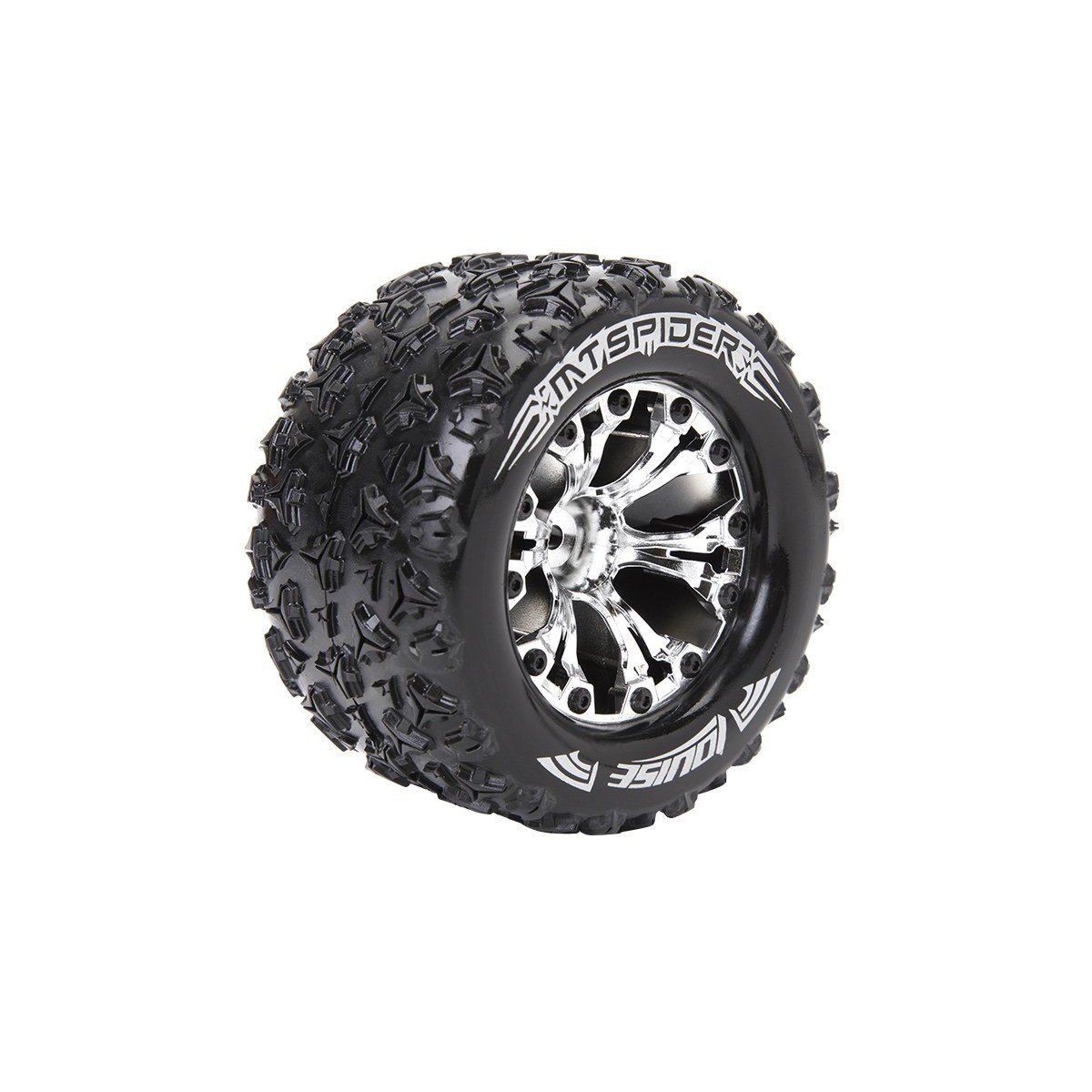 Pneus MT-Spider + Jantes Chrome 2.8" 1/10 (x2) Louise RC Louise RC LR-T3203SCH - 1