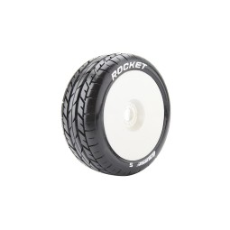 B-Rocket Tires + White Solid Rims 1/8 (x2) Louise RC Louise RC L-T3190SW - 1