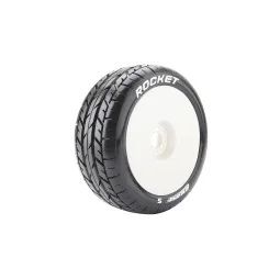 B-Rocket Tires + White Solid Rims 1/8 (x2) Louise RC Louise RC L-T3190SW - 1