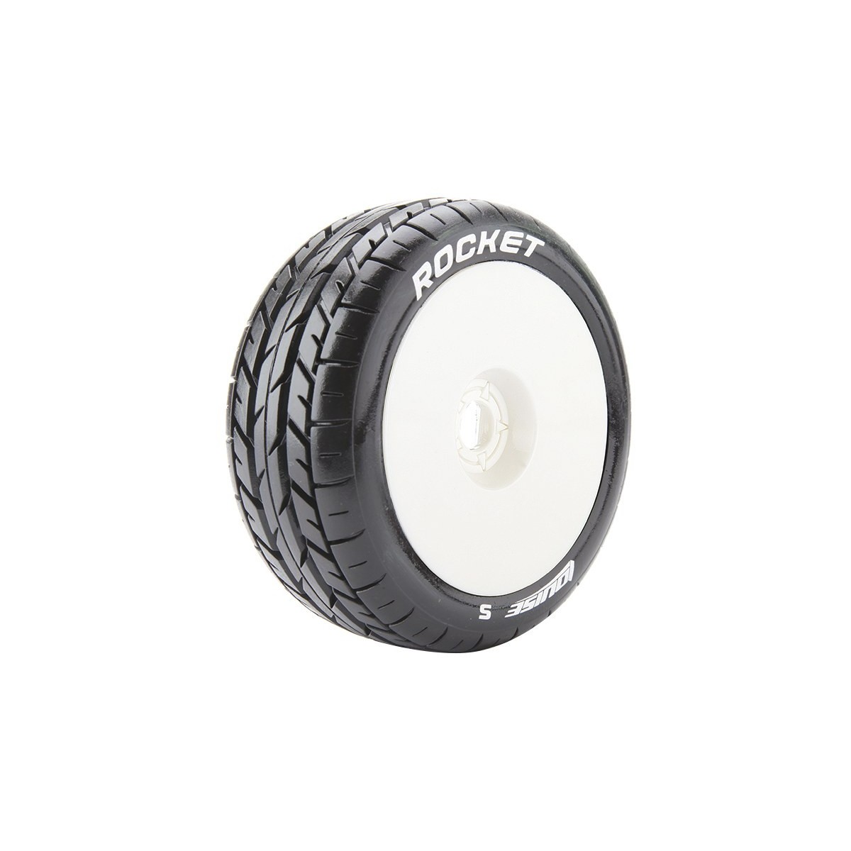 B-Rocket Tires + White Solid Rims 1/8 (x2) Louise RC Louise RC L-T3190SW - 1 B-Rocket Tires + White Solid Rims 1/8 (x2) Louise RC Louise RC L-T3190SW - 1