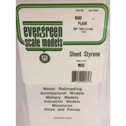 Smooth white plate 1.5x150x300mm Ref: 9060 - Evergreen - S1379060 -...