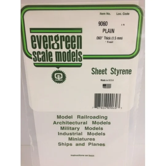 S1379060-Smooth white plate 1.5x150x300mm Ref: 9060 - Evergreen - S1379060