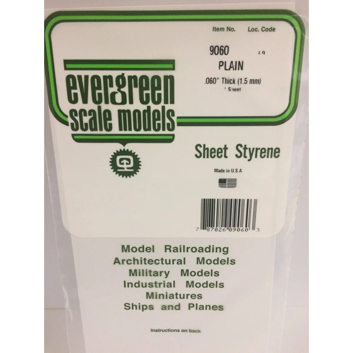 Smooth white plate 1.5x150x300mm Ref: 9060 - Evergreen - S1379060 -...