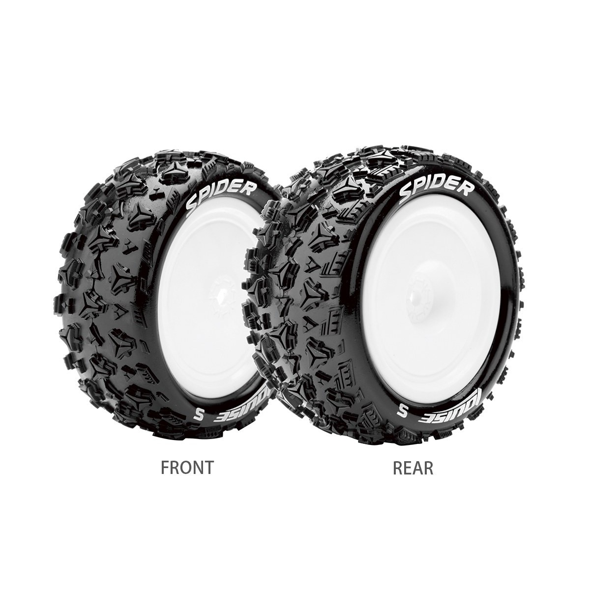 E-Spider Tires - Rear White Rims 1/10 (x2) Louise RC Louise RC LR-T3200SWKR - 1 E-Spider Tires - Rear White Rims 1/10 (x2) Louise RC Louise RC LR-T3200SWKR - 1