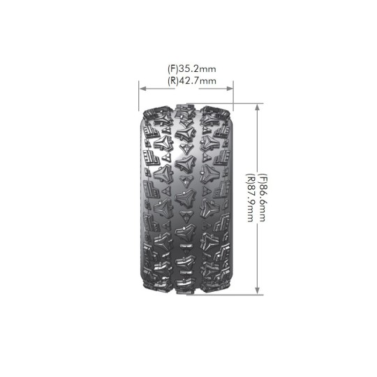 L-T3198SWKF-E-Spider Tyres + White Front Rims 1/10 (x2) Louise RC - L-T3198SWKF