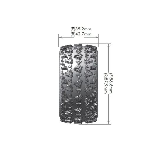 L-T3198SWKF-E-Spider Tyres + White Front Rims 1/10 (x2) Louise RC - L-T3198SWKF