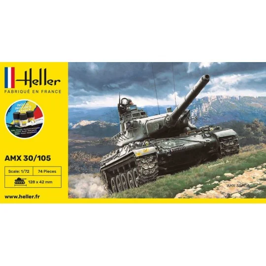 Char AMX 30/105 1/72 Heller + colle et peintures Heller 56899 - 2 HEL-56899-Char AMX 30/105 1/72 Heller + colle et peintures - HEL-56899